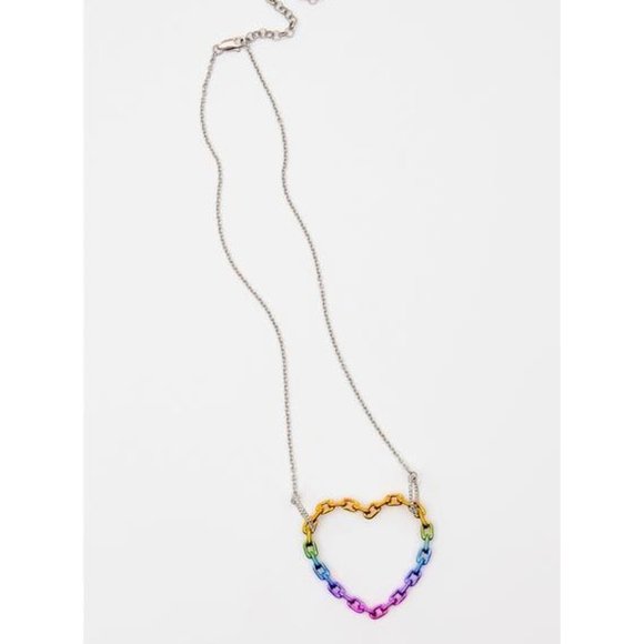Dolls Kill Rainbow Heart Pendant Necklace (NWT) - Picture 3 of 7